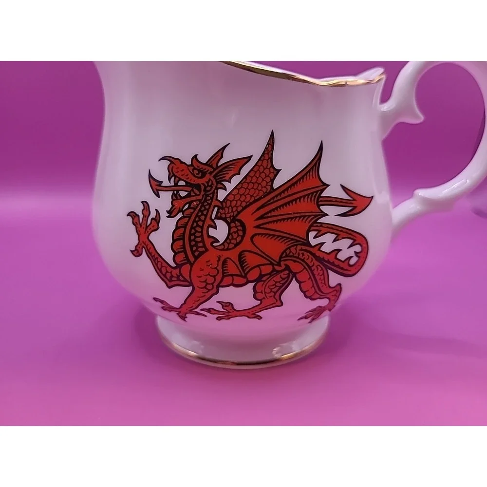 Vintage Crown Bone‎ China Wales Dragon CYMRU Creamer Pourer